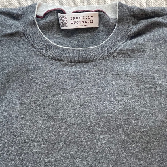 SOLD Brunello Cucinelli Suede Elbow Patch Crew Sweater - Picture 3 of 5